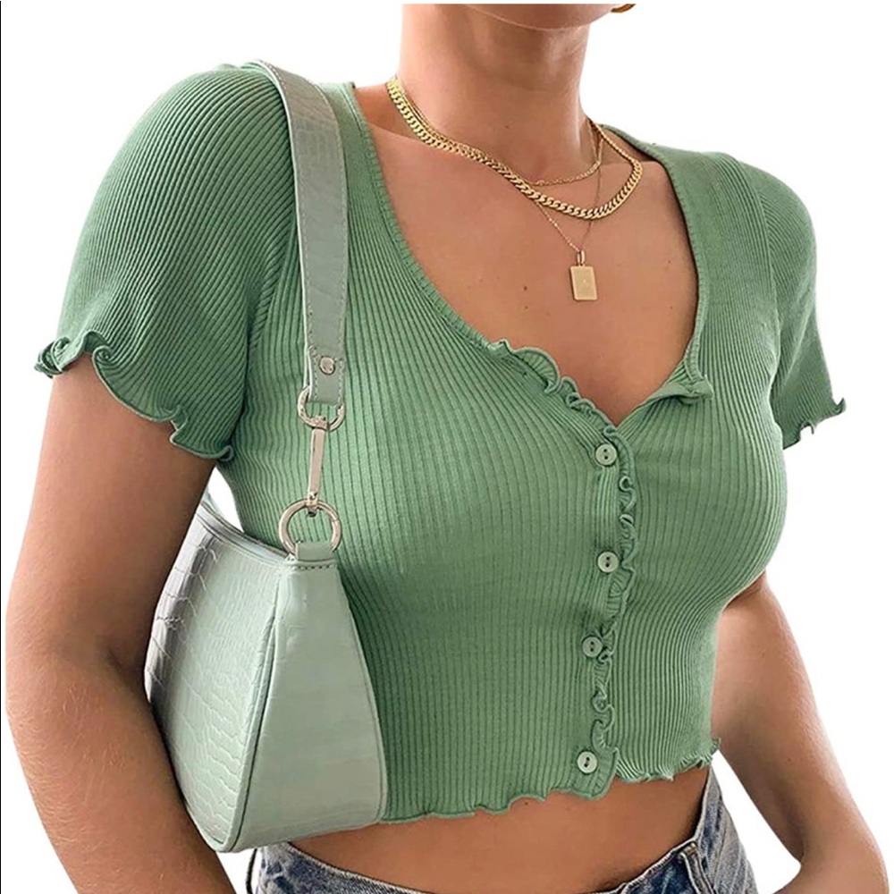 Sage green crop top size small